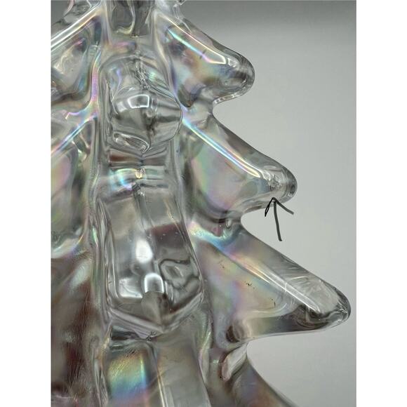 Silvestri Iridescent Art Glass Pine Tree Figurine Christmas Decor Vintage Pair - Picture 6 of 7